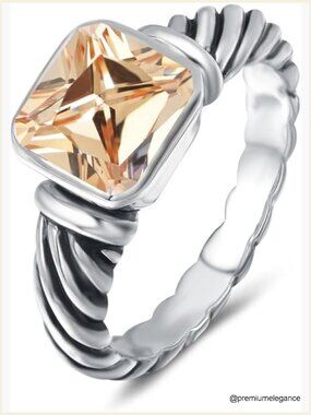 Twisted Cable Wire Petite CZ Ring Goldtone Hypoallergenic Womens Jewelry